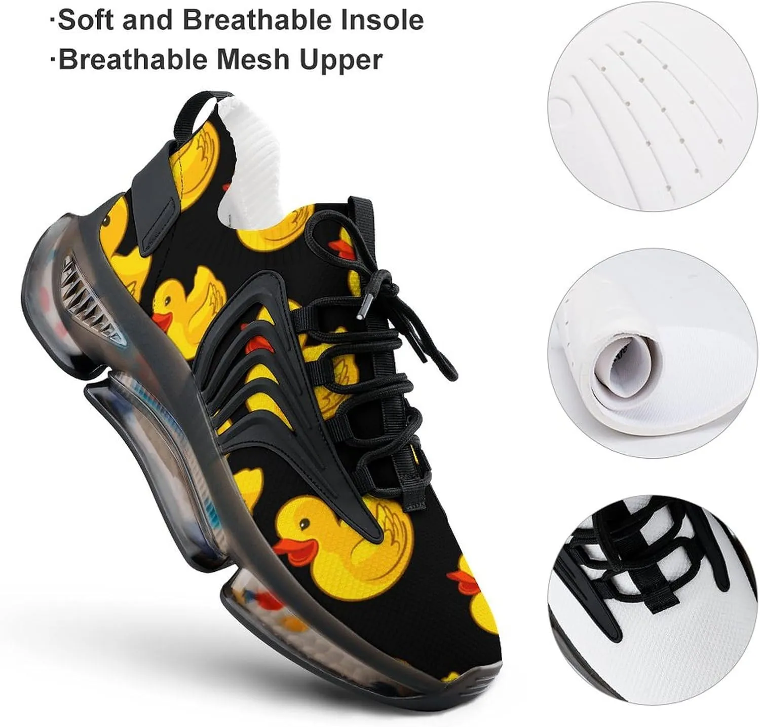 Rubber Yellow Duck Mens Running Shoes Lightweight Walking Tennis Shoes Soft Soled Elastic Cushion Basketball Shoes