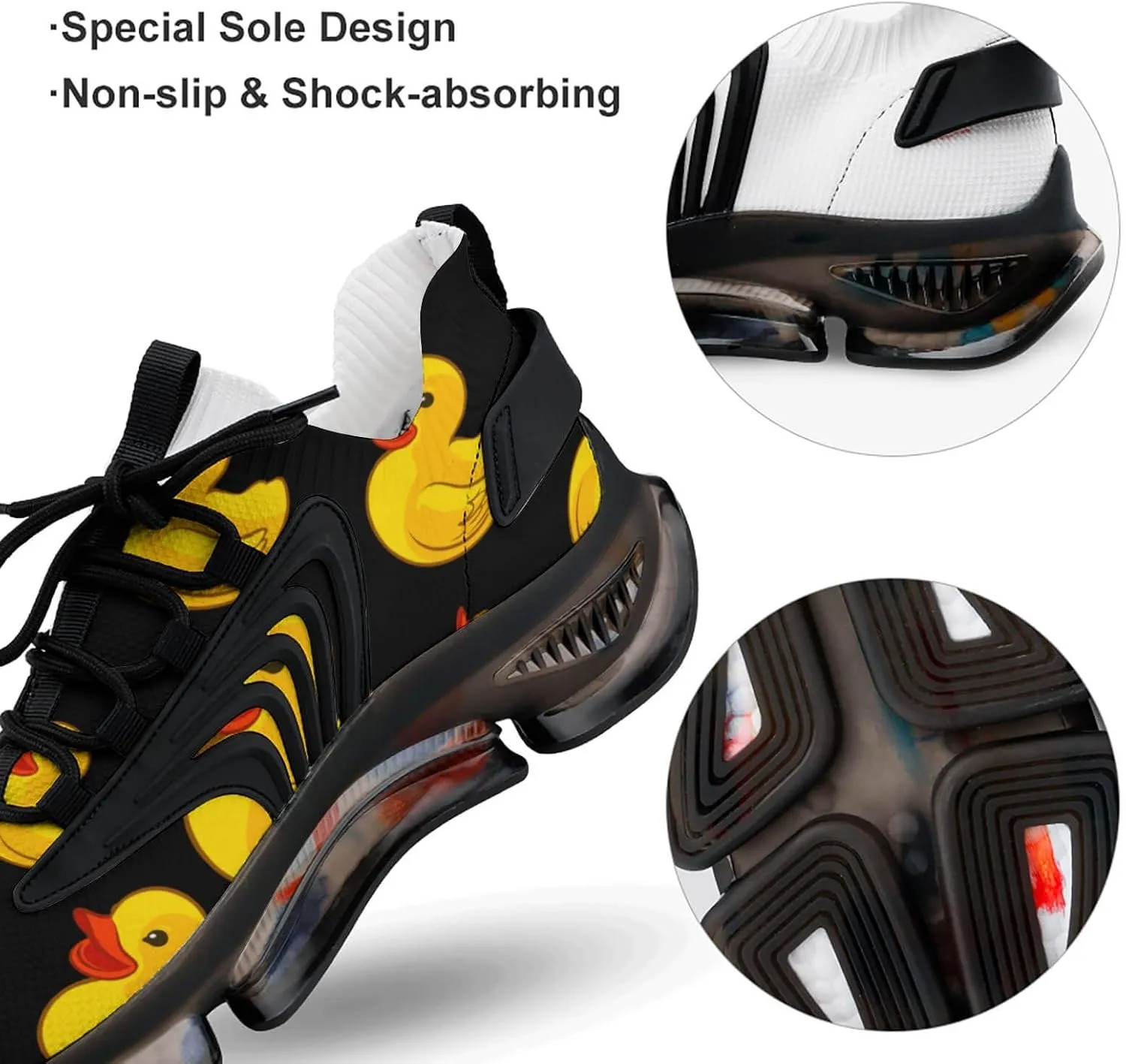 Rubber Yellow Duck Mens Running Shoes Lightweight Walking Tennis Shoes Soft Soled Elastic Cushion Basketball Shoes