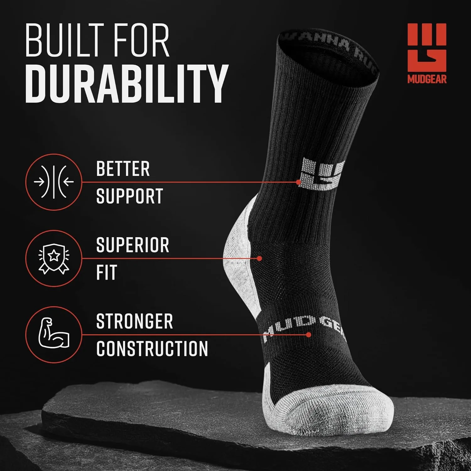 Ruck Socks, Merino Wool Tactical Boot Socks for Military, Rucking, Hiking, and Outdoor Adventures, USA-Made Crew Socks
