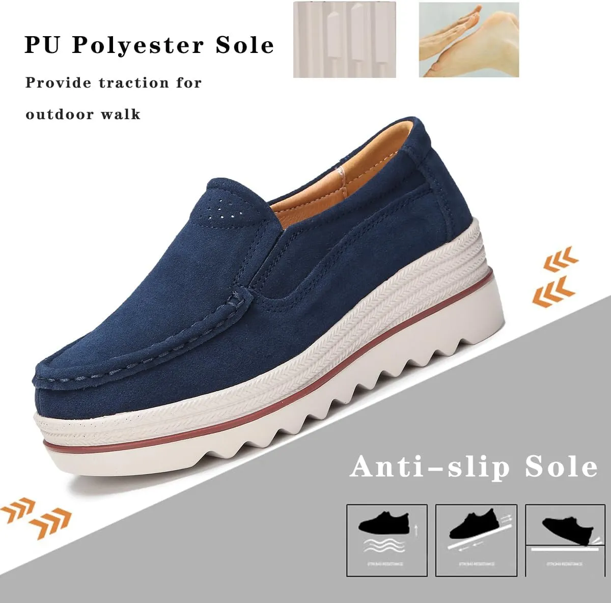 Ruiatoo Womens Slip on Loafers Comfortable Thick Soft Platform Shoes Business Casual Walking Shoes