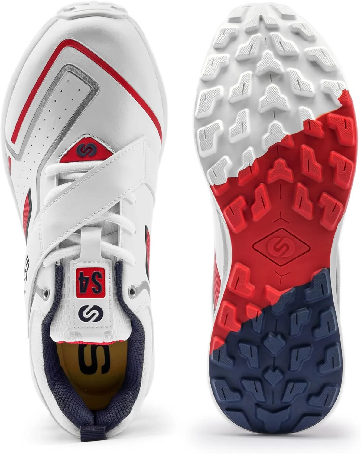 S4 Lightweight Cricket Shoes for Men Fast Strap Rubber Spikes, Water-Resistant Footwear for Outdoor and Field Sports with All Round Performance