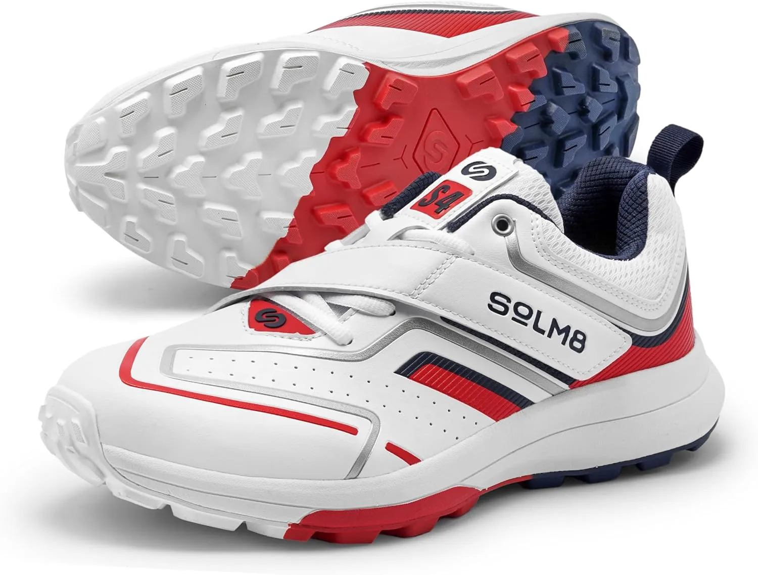 S4 Lightweight Cricket Shoes for Men Fast Strap Rubber Spikes, Water-Resistant Footwear for Outdoor and Field Sports with All Round Performance