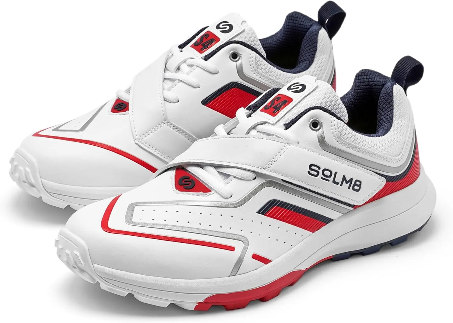 S4 Lightweight Cricket Shoes for Men Fast Strap Rubber Spikes, Water-Resistant Footwear for Outdoor and Field Sports with All Round Performance