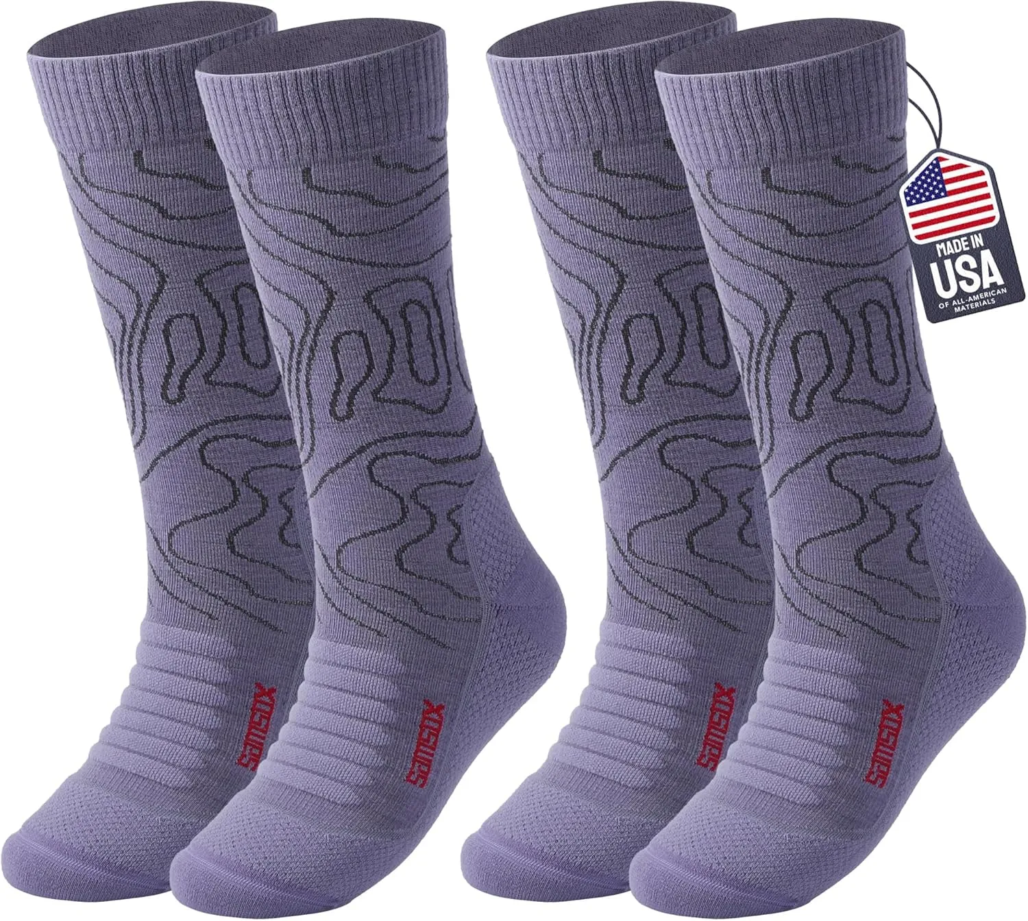 SAMSOX Merino Wool Crew Hiking Socks - Made in USA, Lightweight with Cushion, Boot Socks for Men Women (Sierra)