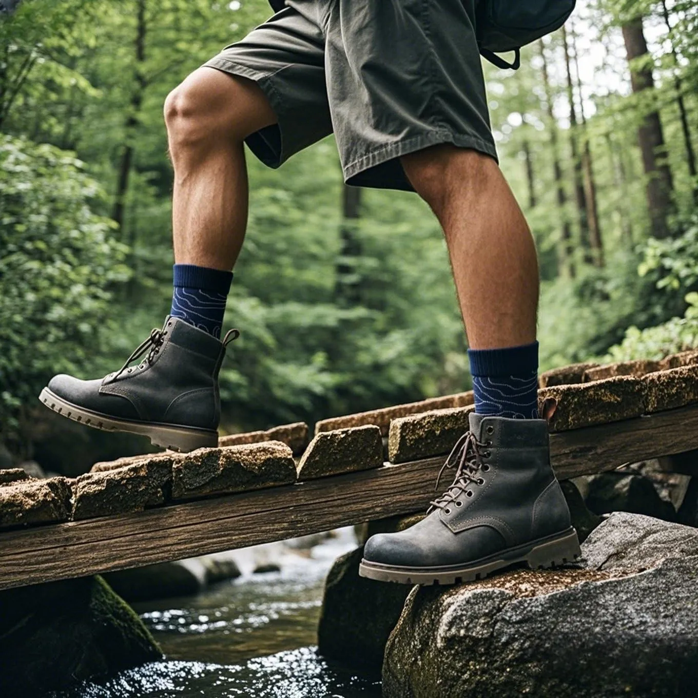 SAMSOX Merino Wool Crew Hiking Socks - Made in USA, Lightweight with Cushion, Boot Socks for Men Women (Sierra)