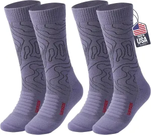 SAMSOX Merino Wool Crew Hiking Socks - Made in USA, Lightweight with Cushion, Boot Socks for Men Women (Sierra)
