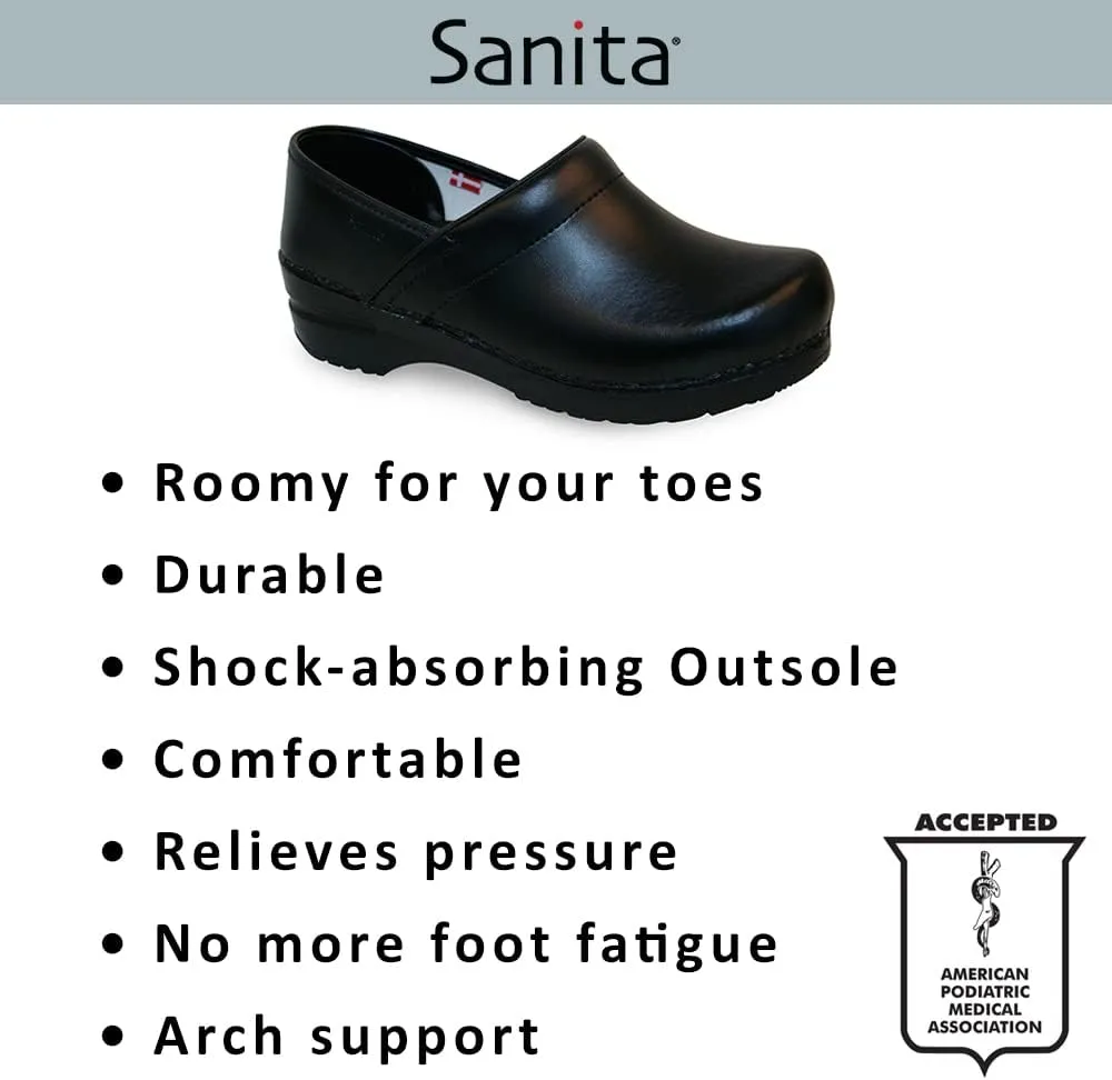 Sanita Sonja Cabrio Leather Professional Women's Clog - APMA-Approved, Open-Back Slip On Shoes
