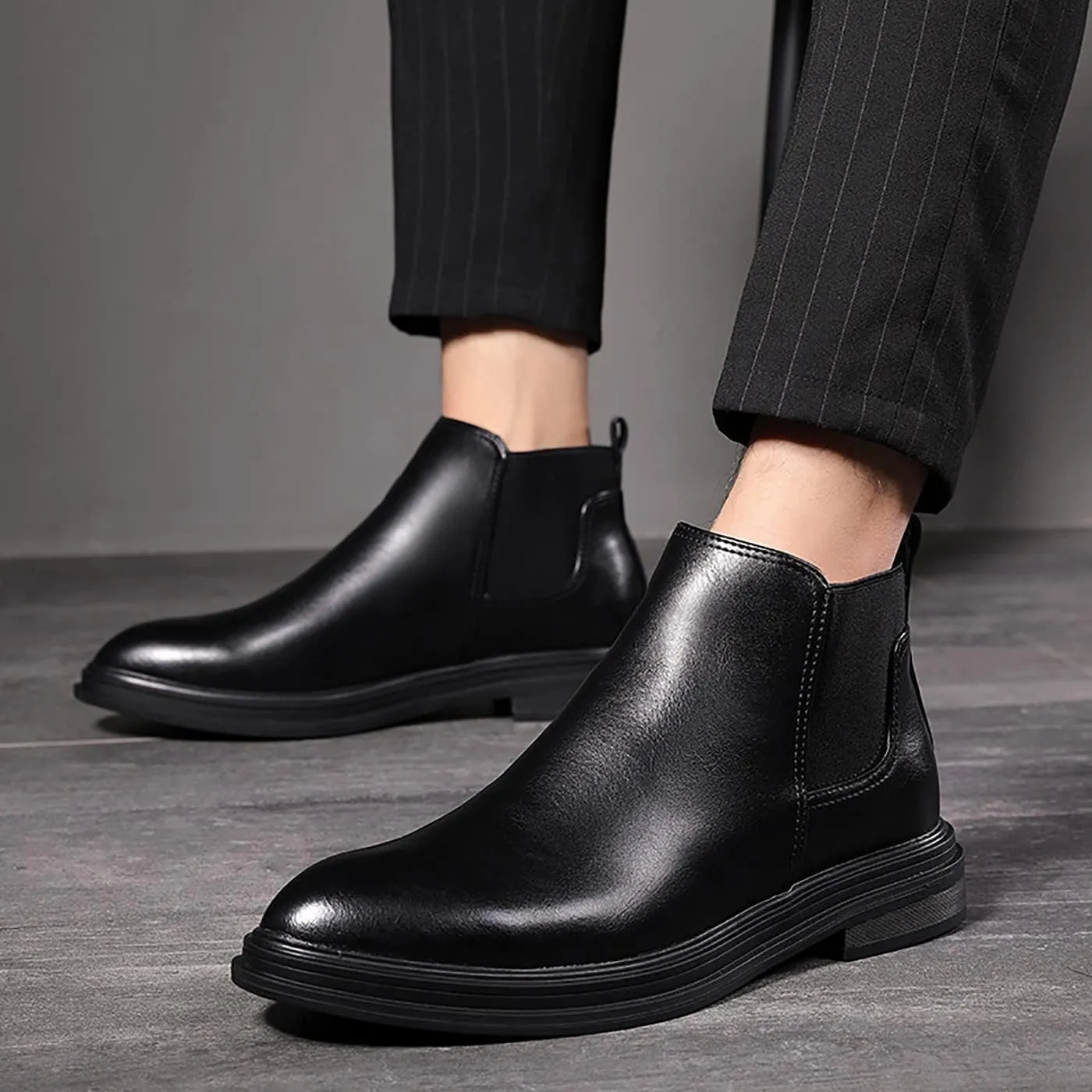 Santimon Men's Chelsea Boots Lightweight Casual Chukka Ankle Boots Classic Elastic Dress Boots for Men