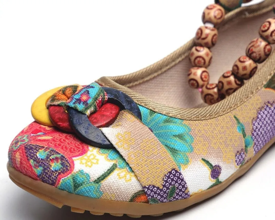 SATUKI Embroidered Shoes for Women, Chinese Style Handmade Casual Loafer Flat Floral Dress Shoes