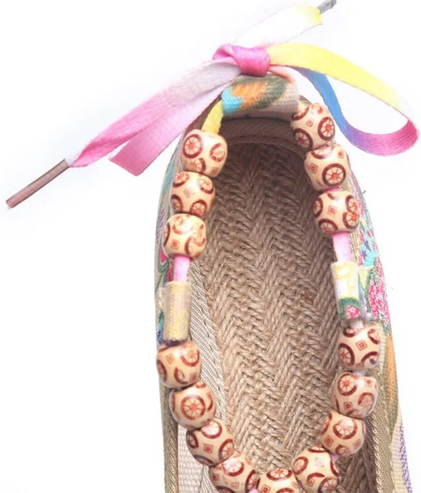 SATUKI Embroidered Shoes for Women, Chinese Style Handmade Casual Loafer Flat Floral Dress Shoes