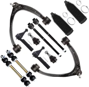 SCITOO 12pcs Front Suspension Kit Upper Control Arm Ball Joint fit for Chevy Silverado 1500 Tahoe Suburban 1500 Avalanche for GMC Sierra 1500 Yukon 1500 for Cadillac Escalade Tie Rod w/Boot Sway Bar