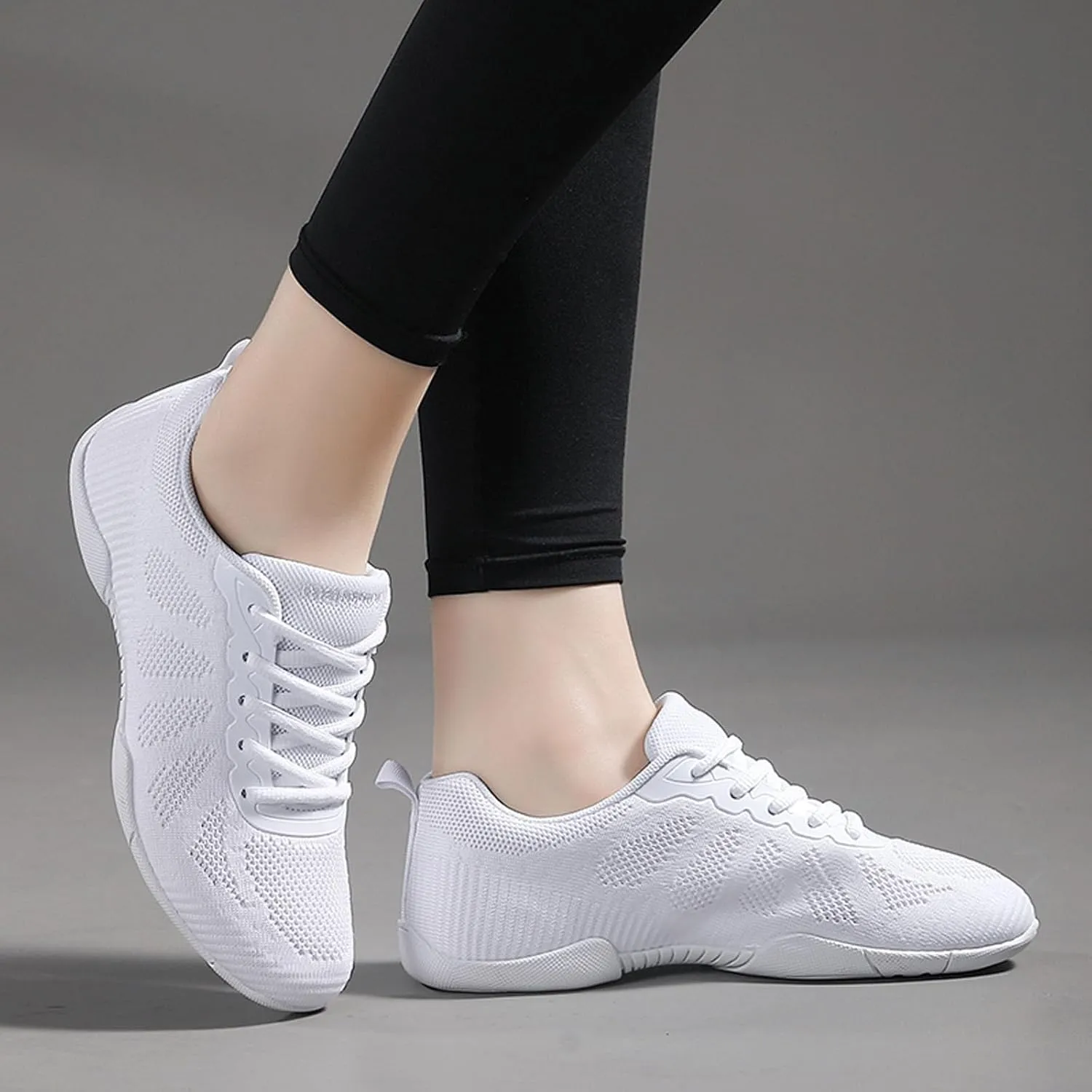 SECHRITE Girls White Cheerleading Cheer Shoes Womens Dance Sneakers Athletic Training Tennis Breathable Competition Walking Shoes
