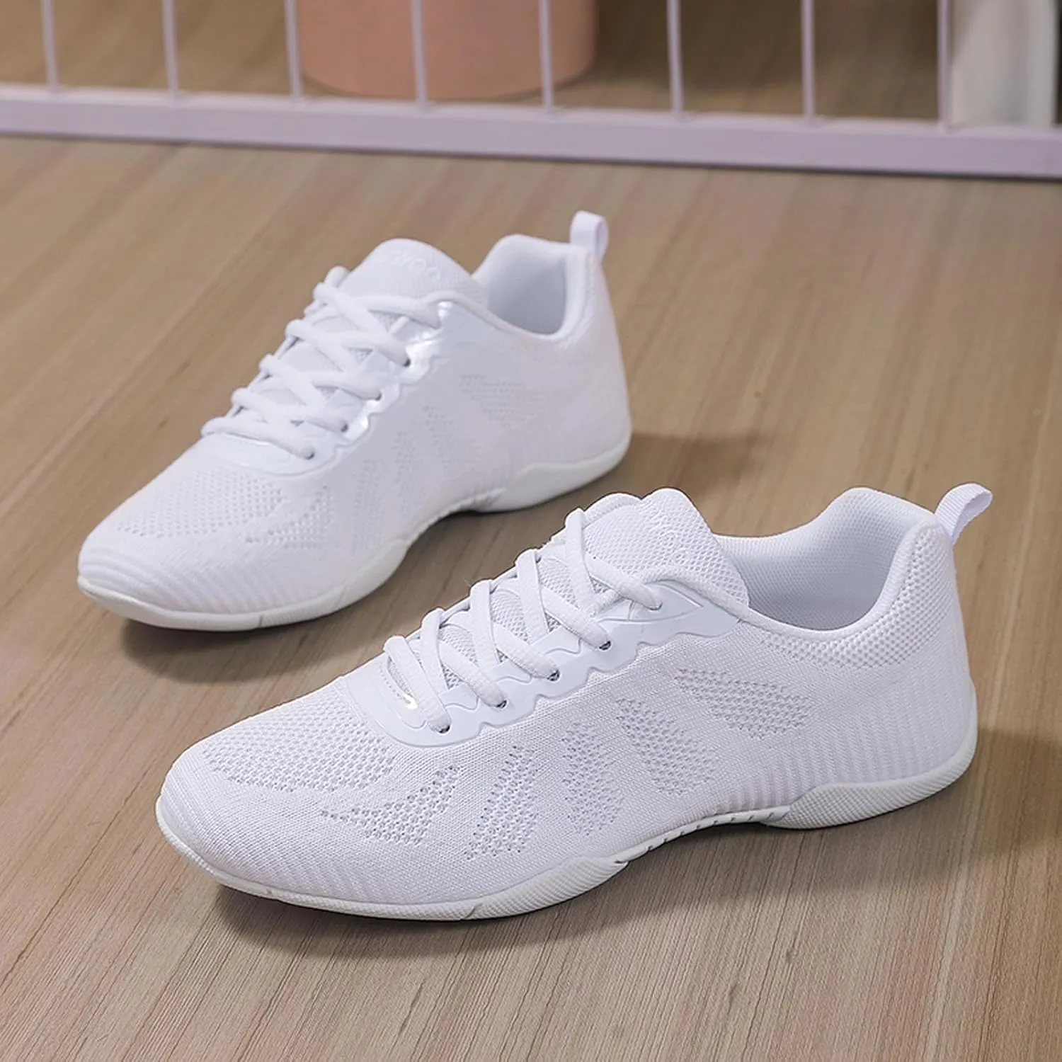 SECHRITE Girls White Cheerleading Cheer Shoes Womens Dance Sneakers Athletic Training Tennis Breathable Competition Walking Shoes