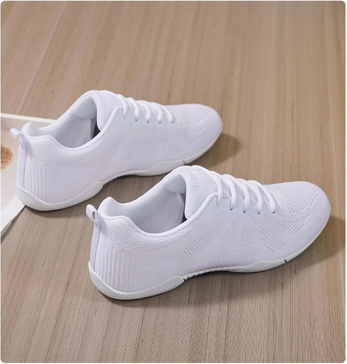 SECHRITE Girls White Cheerleading Cheer Shoes Womens Dance Sneakers Athletic Training Tennis Breathable Competition Walking Shoes