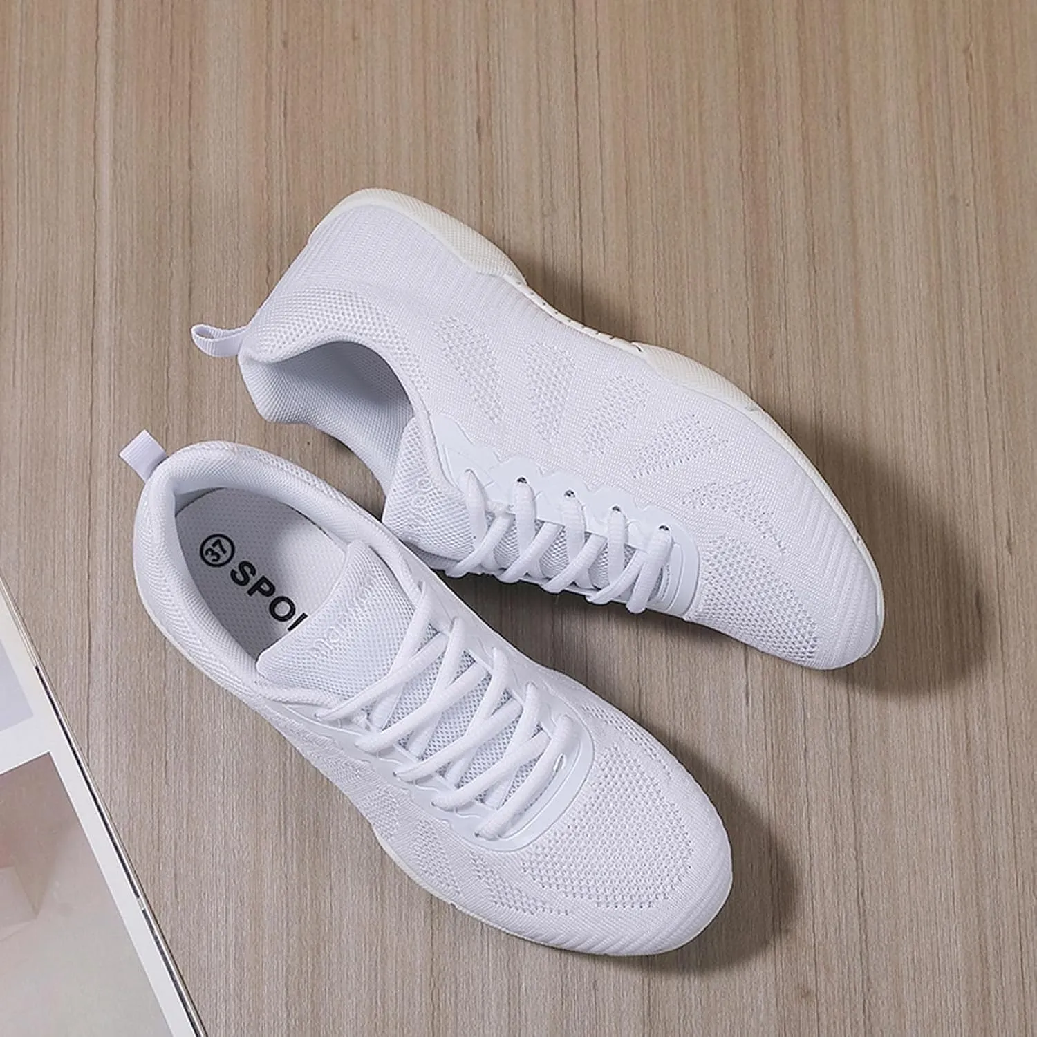 SECHRITE Girls White Cheerleading Cheer Shoes Womens Dance Sneakers Athletic Training Tennis Breathable Competition Walking Shoes
