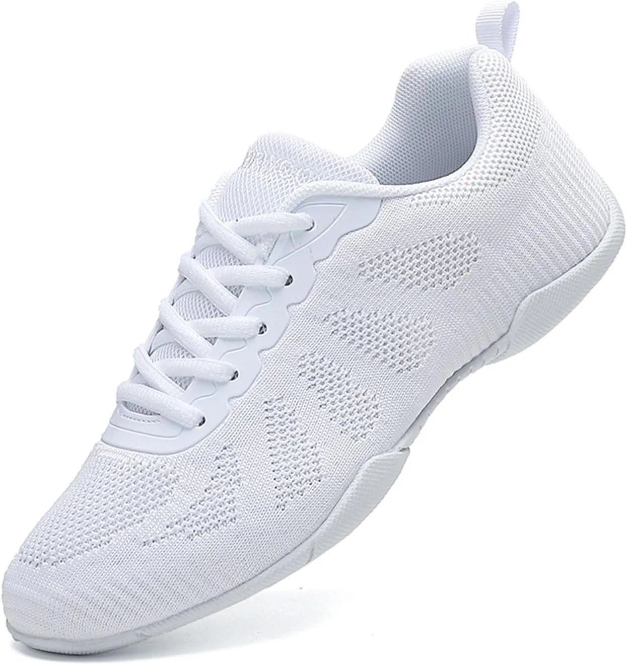 SECHRITE Girls White Cheerleading Cheer Shoes Womens Dance Sneakers Athletic Training Tennis Breathable Competition Walking Shoes