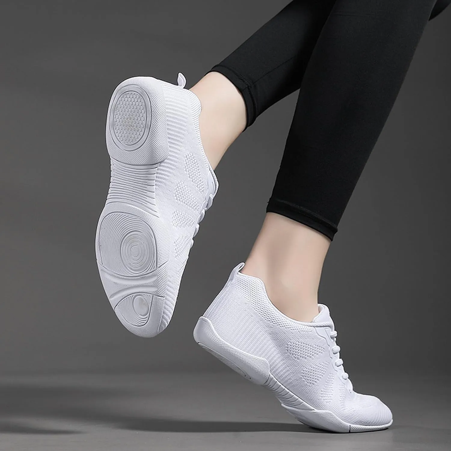 SECHRITE Girls White Cheerleading Cheer Shoes Womens Dance Sneakers Athletic Training Tennis Breathable Competition Walking Shoes