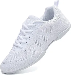 SECHRITE Girls White Cheerleading Cheer Shoes Womens Dance Sneakers Athletic Training Tennis Breathable Competition Walking Shoes