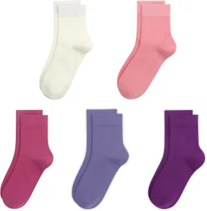 SERISIMPLE Kids Viscose Bamboo School Socks Soft flate Seam Color Anti Odor Thin Breathable Stretch Cuffs Girls Boy 5 Pairs