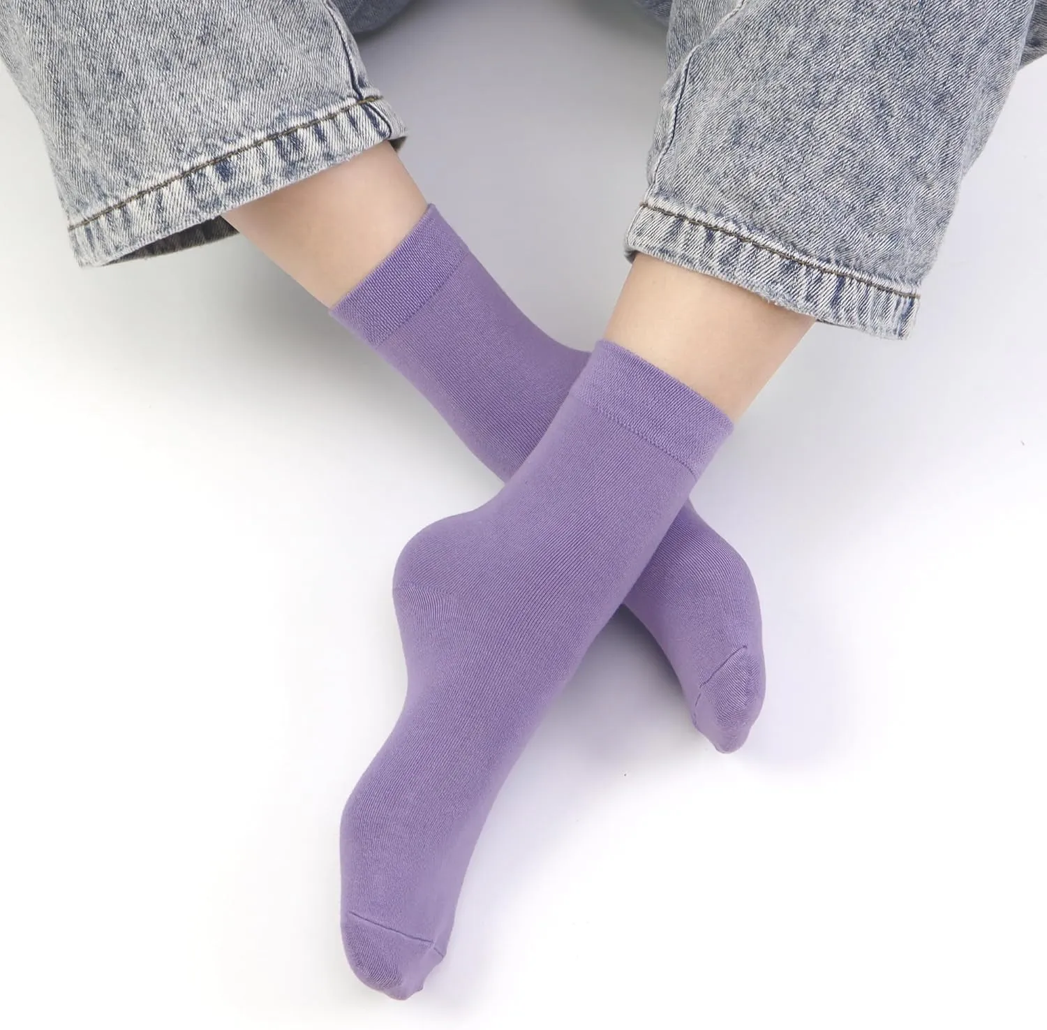 SERISIMPLE Kids Viscose Bamboo School Socks Soft flate Seam Color Anti Odor Thin Breathable Stretch Cuffs Girls Boy 5 Pairs