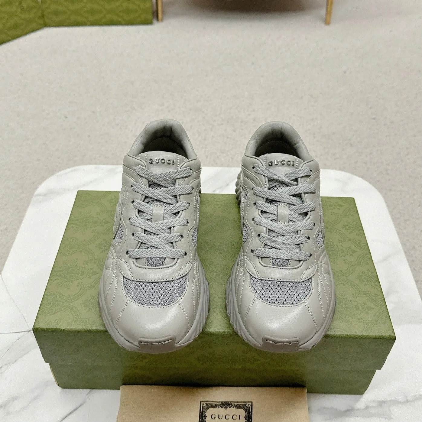 Service-focused GG Gucci TRAINER LIGHT RIPPLE Competitive pricing GRAY LAMBSKIN