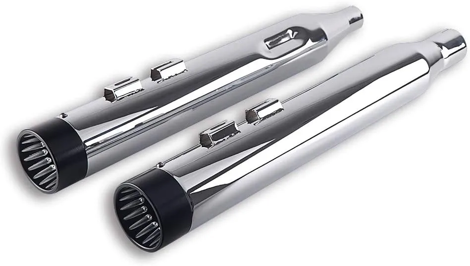 SHARKROAD Super Loud Version Chrome 4” Slip On Mufflers Exhaust Pipe for Harley 2017-UP Touring Road King, Steet Glide Baggers