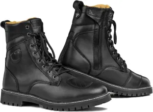 SHIMA THOMSON Lady, Motorcycle Boots for Woman - Reinforced Leather Womens Biker Boots with Side Zipper, Ankle Support, Anti-Slip Sole, Gear Shift Handle (Black, 6)