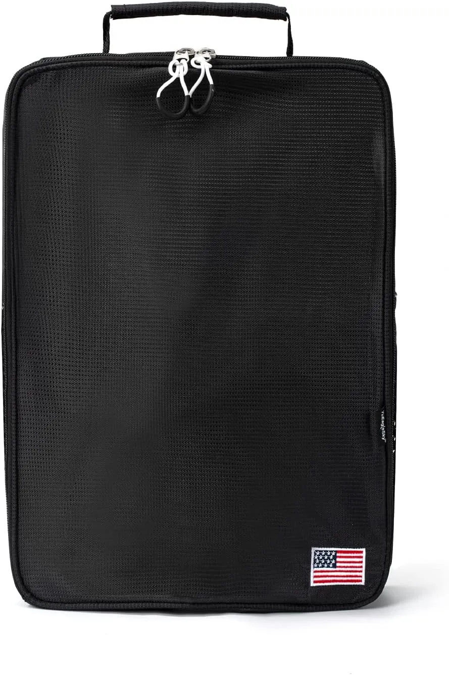 Shoes Bag for Outdoor Sport Travel Golf Waterproof Shoe Pouches Organizer with Zippered Mesh Breathable(Black)