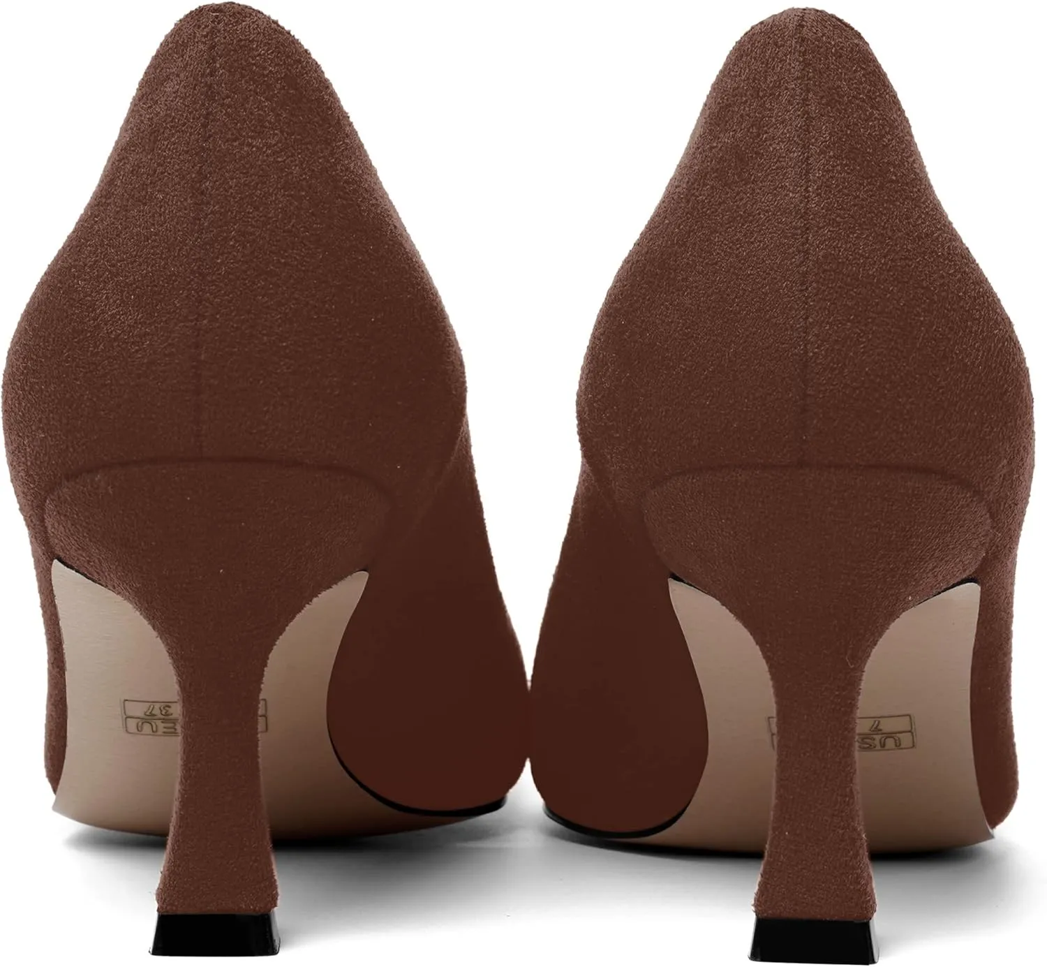 SHOWFOREST Womens Dress Pointed Toe Slip On Suede Wedding Stiletto Mid Heel Pumps Shoes 2.5 Inch
