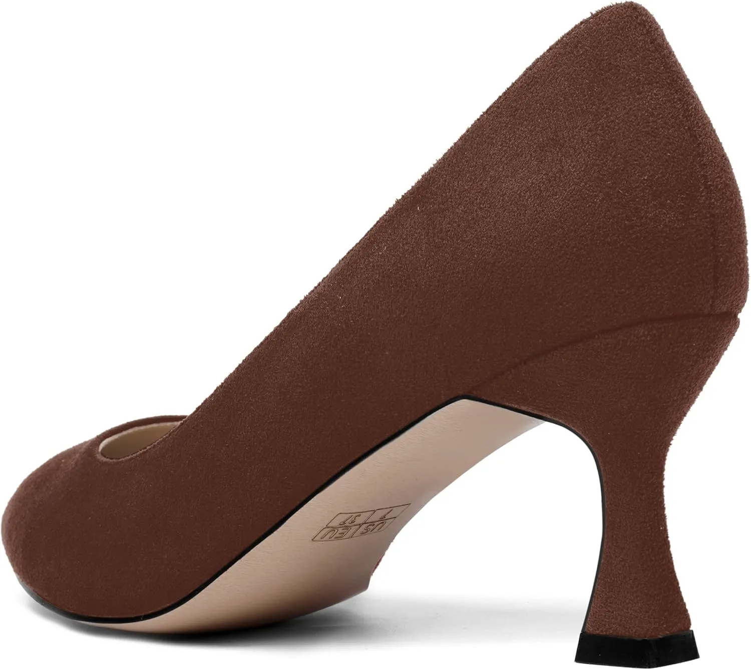SHOWFOREST Womens Dress Pointed Toe Slip On Suede Wedding Stiletto Mid Heel Pumps Shoes 2.5 Inch