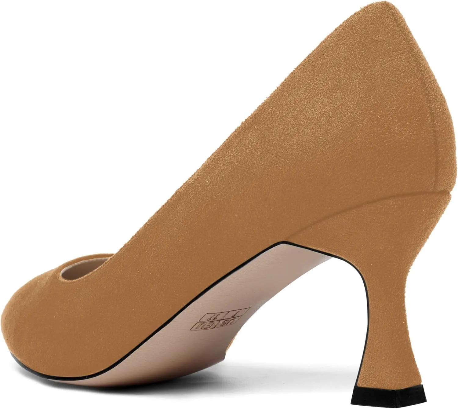 SHOWFOREST Womens Dress Pointed Toe Slip On Suede Wedding Stiletto Mid Heel Pumps Shoes 2.5 Inch