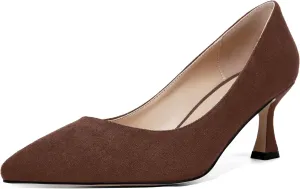 SHOWFOREST Womens Dress Pointed Toe Slip On Suede Wedding Stiletto Mid Heel Pumps Shoes 2.5 Inch