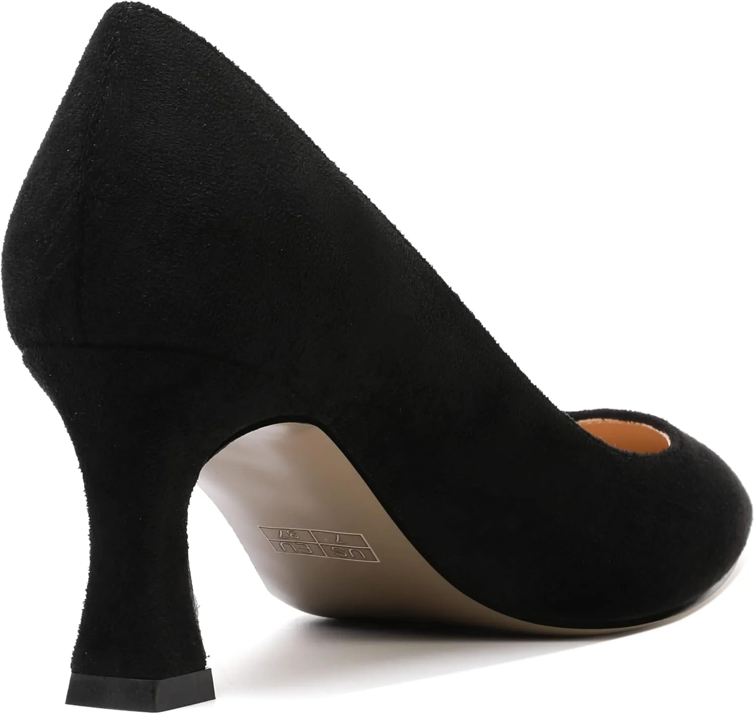 SHOWFOREST Womens Pointed Toe Slip On Evening Suede Dress Spool Mid Heel Pumps Shoes 2.5 Inch