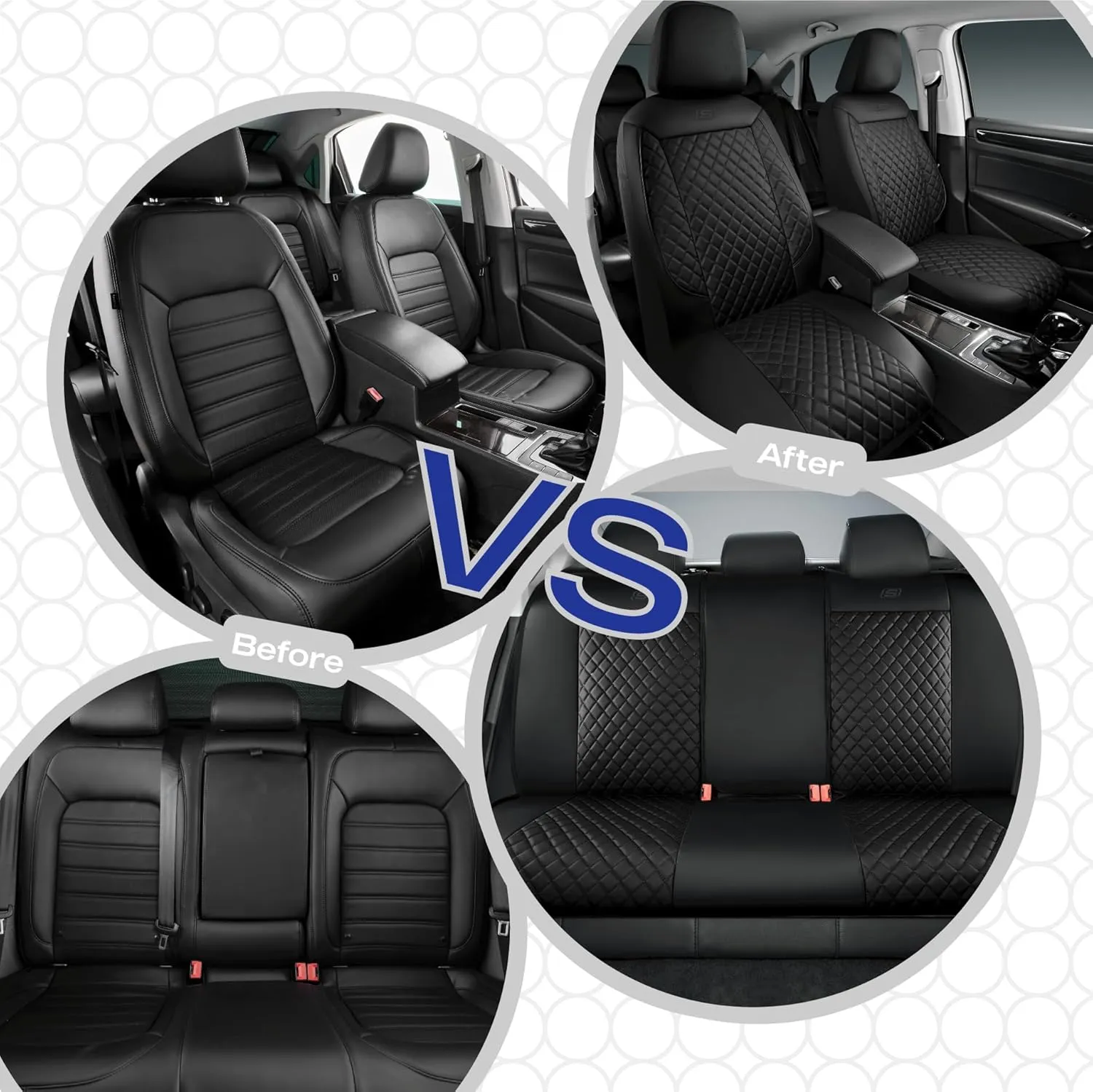 Skechers Car Seat Covers,Piping Luxury Faux Seat Covers,Waterproof Anti Slip Car Seat Protector Full Set,Car Accessories Airbag Universal Fit for Most Cars,Vans,Trucks,SUV,Black