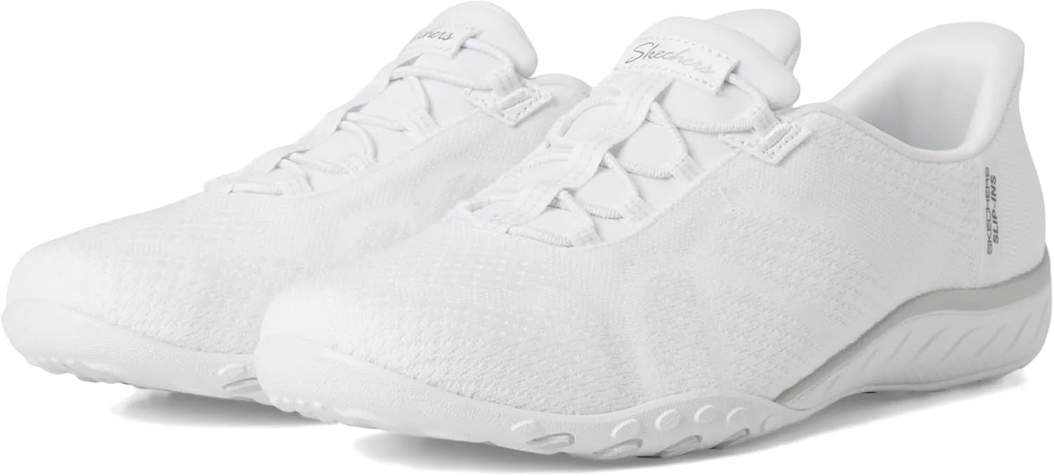 Skechers Modern Comfort Women's Women's Breathe Easy-Knitty Waves Hands Free Slip-Ins Sneaker, White, 7
