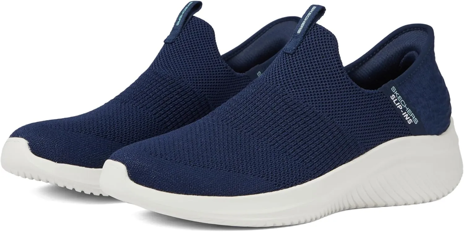 Skechers Sport Women's Women's Hands Free Slip Ins Ultra Flex 3.0 Smooth Step Sneaker, Navy, 8.5 Wide