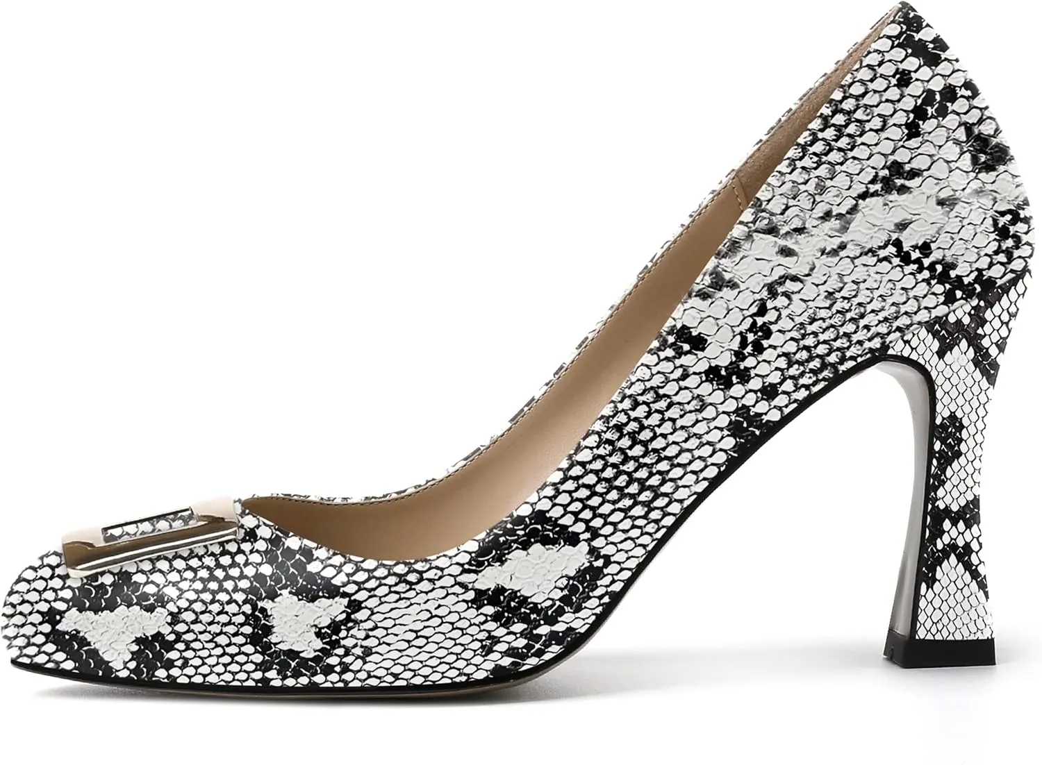 SKYSTERRY Womens Dress Round Toe Patent Slip On Wedding Spool High Heel Pumps Shoes 3.3 Inch