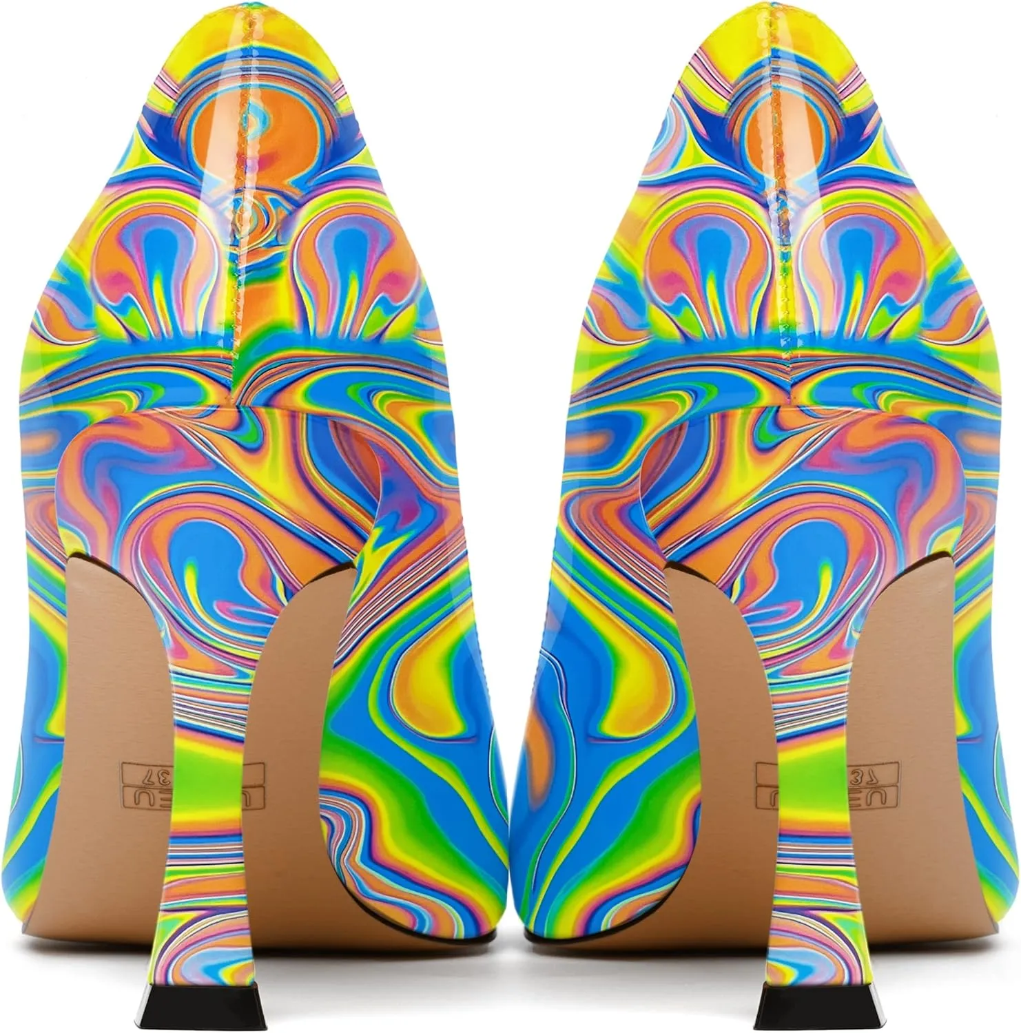 SKYSTERRY Womens Pointed Toe Evening Patent Fashion Slip On Spool High Heel Pumps Shoes 3.3 Inch