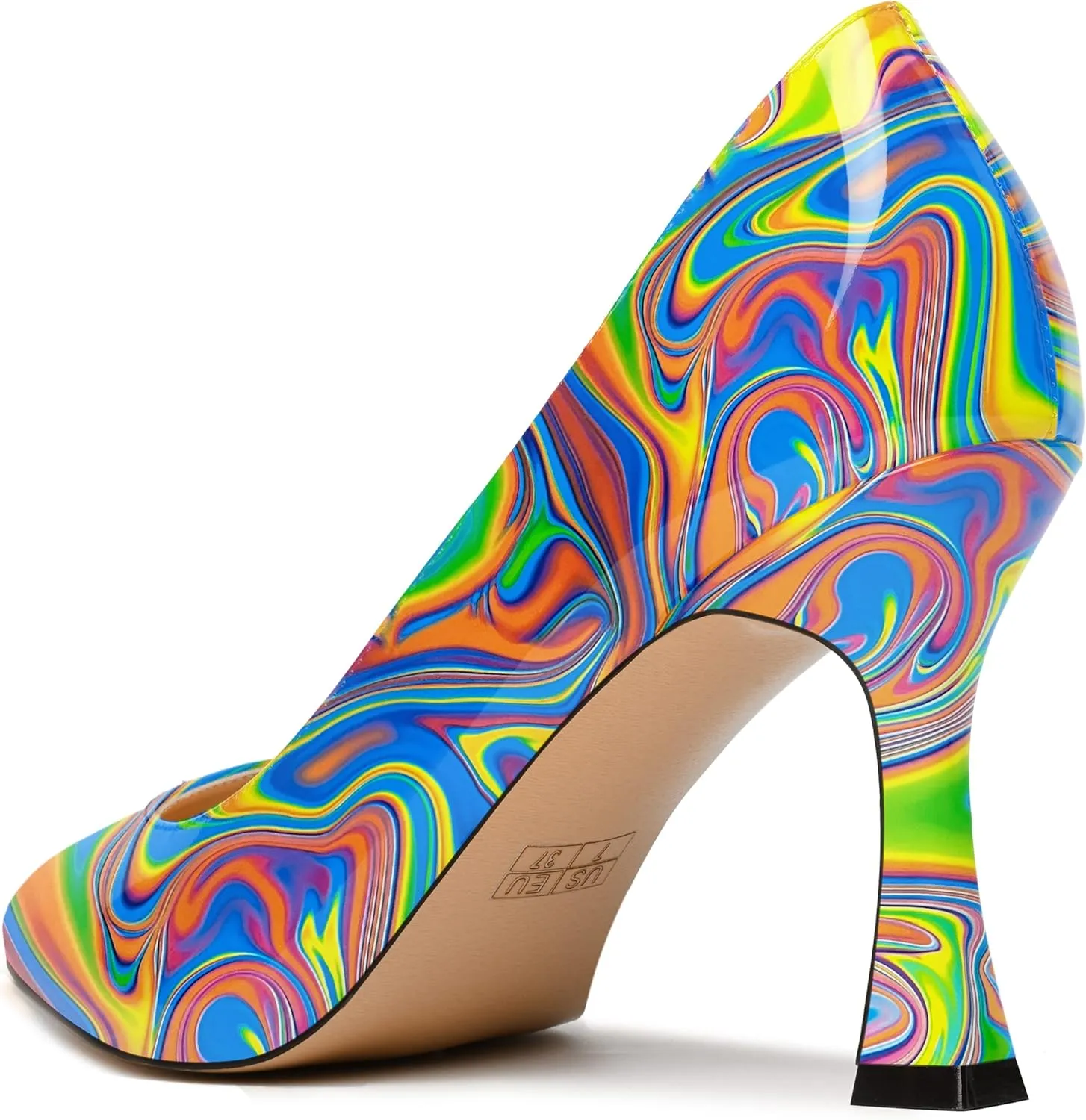 SKYSTERRY Womens Pointed Toe Evening Patent Fashion Slip On Spool High Heel Pumps Shoes 3.3 Inch