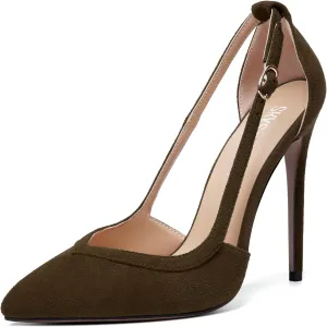 SKYSTERRY Womens Sexy Wedding Suede Pointed Toe Slip On Stiletto High Heel Pumps Shoes 4.7 Inch