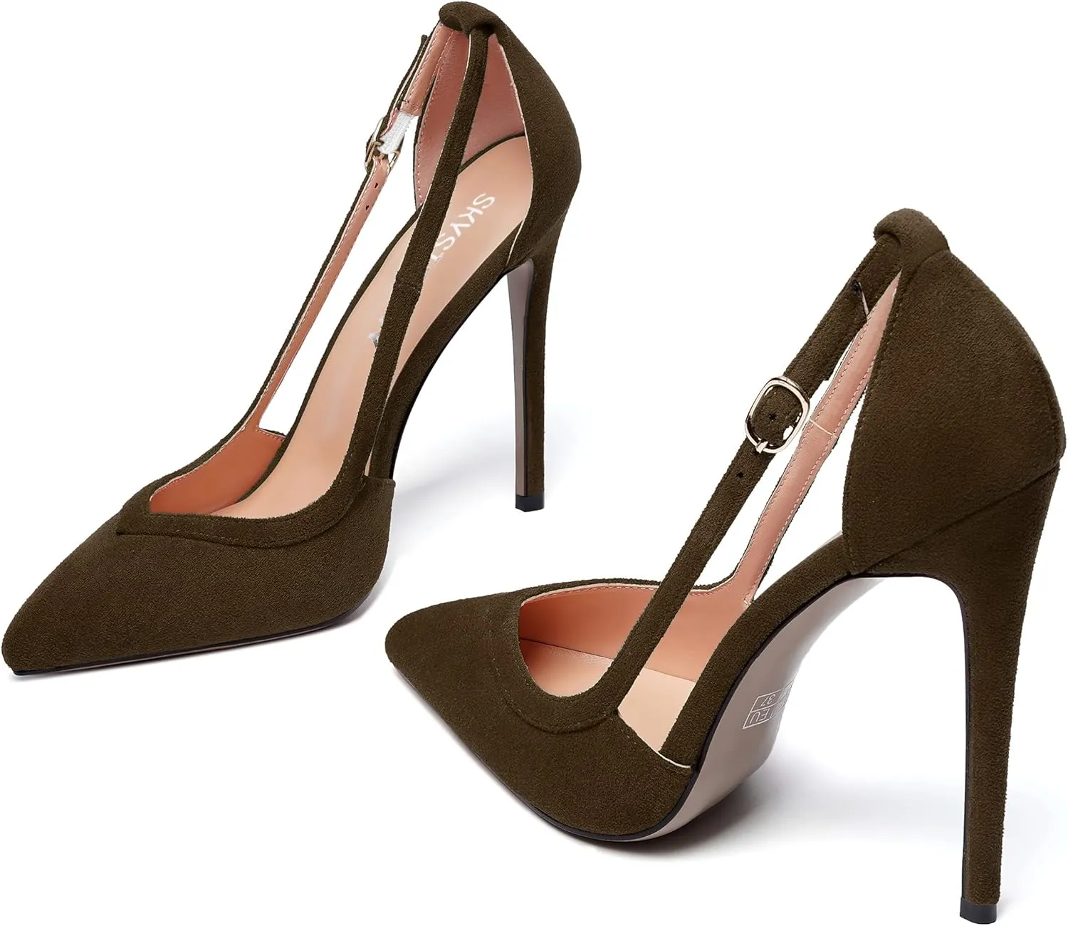 SKYSTERRY Womens Sexy Wedding Suede Pointed Toe Slip On Stiletto High Heel Pumps Shoes 4.7 Inch