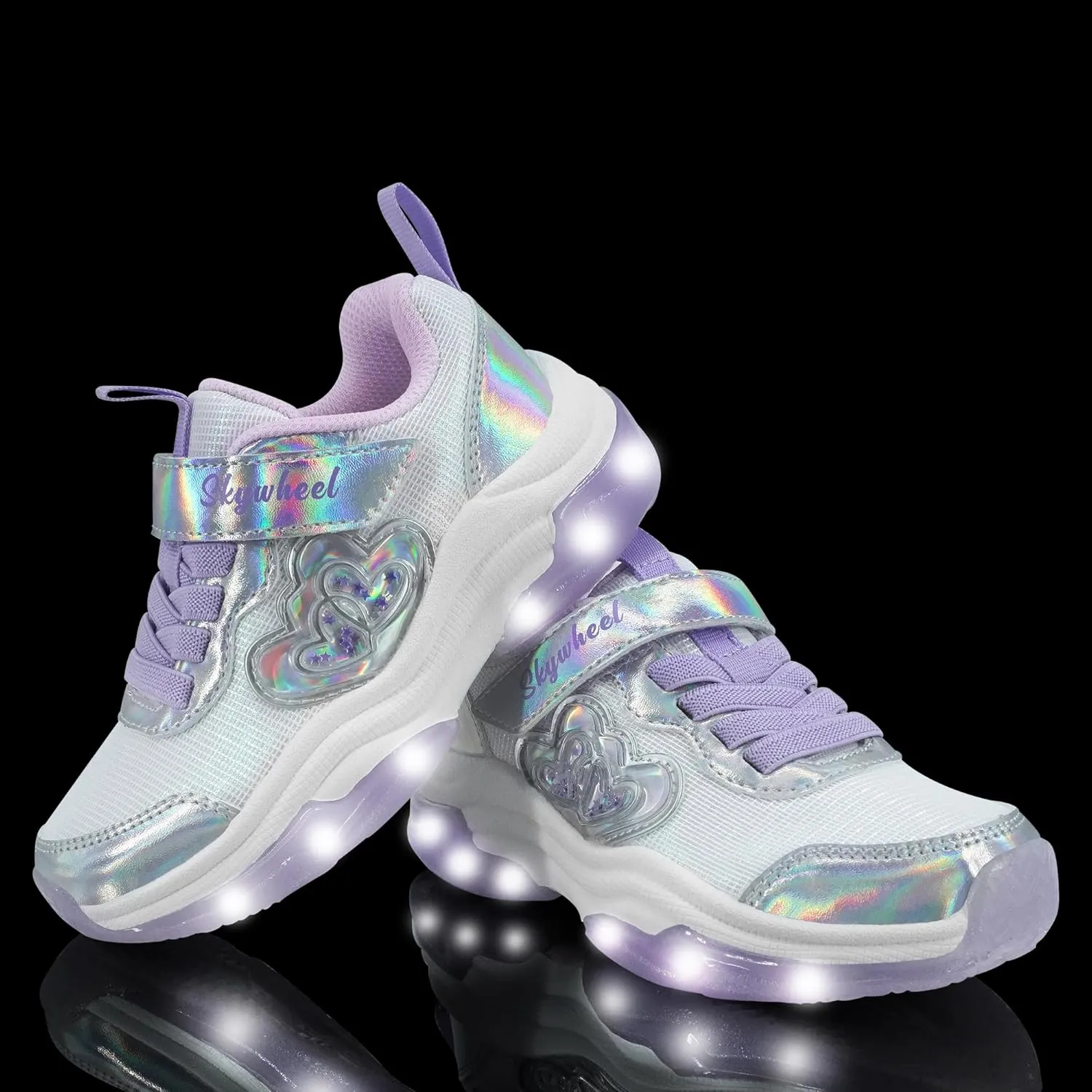 SKYWHEEL Kids Shoes for Girls Light Up Shoes with Switch Tennis Running Athletic Sneaker Little Girls Footwear