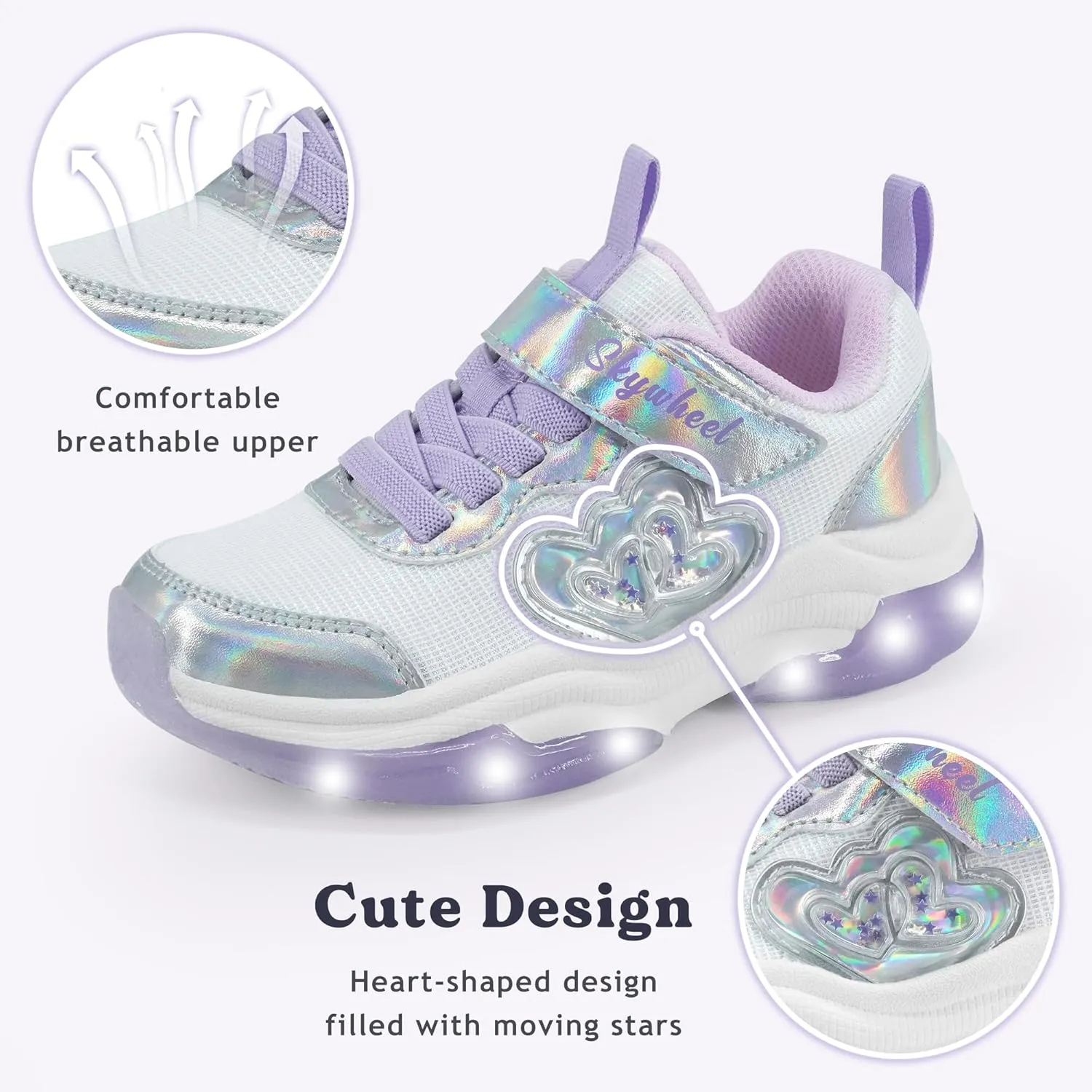 SKYWHEEL Kids Shoes for Girls Light Up Shoes with Switch Tennis Running Athletic Sneaker Little Girls Footwear