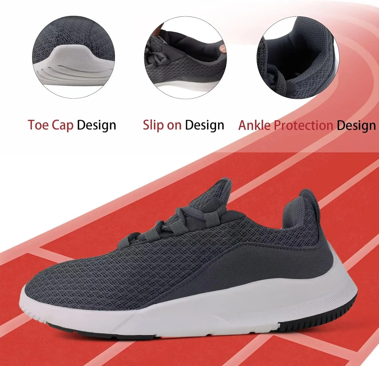 Slip on Sneakers for Men Casual Non Slip Lightweight Breathable Athletic Tennis Gym Walking Running Shoes