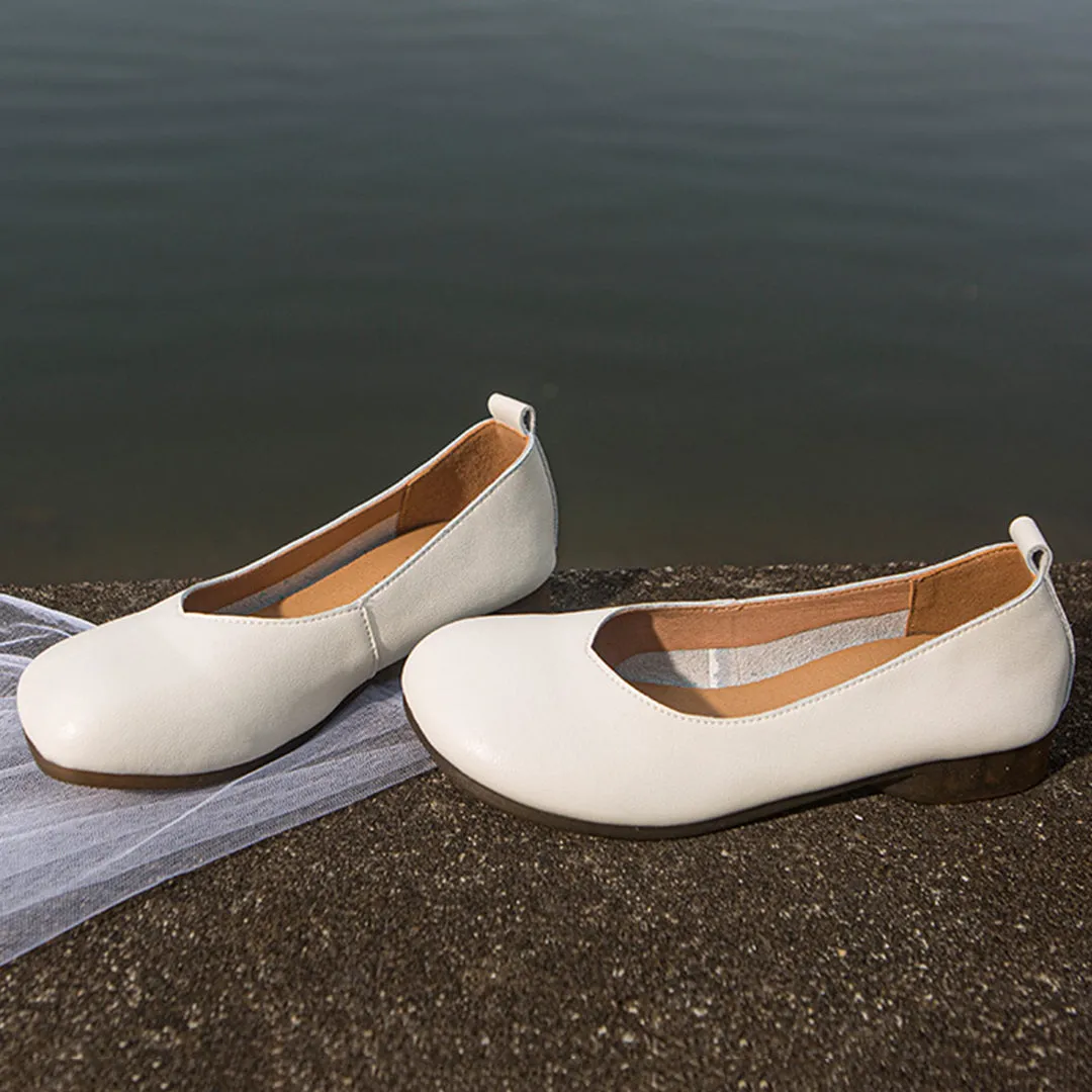 Slip-On Women Retro Soft Leather Shoes
