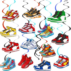 Sneaker Hanging Swirls 20Pcs Sport Shoes Ceiling Swirls Basketball Party Hanging Streamer Decorations for Shoes Theme Baby Shower Supplies