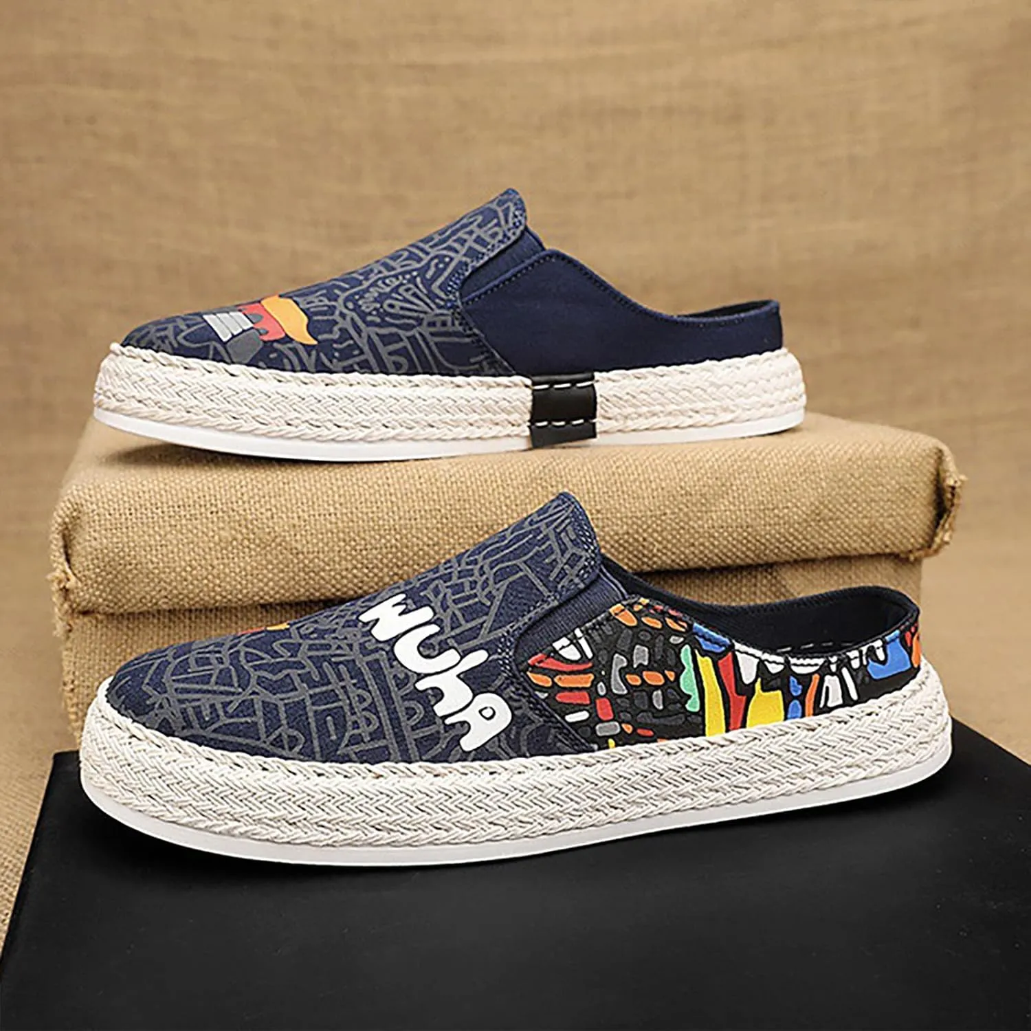 Sneakers Business Breathable 2023 Foreign Trade Men's Heel Less Half Slippers Flat Bottom Fisherman's Shoes Lightweight