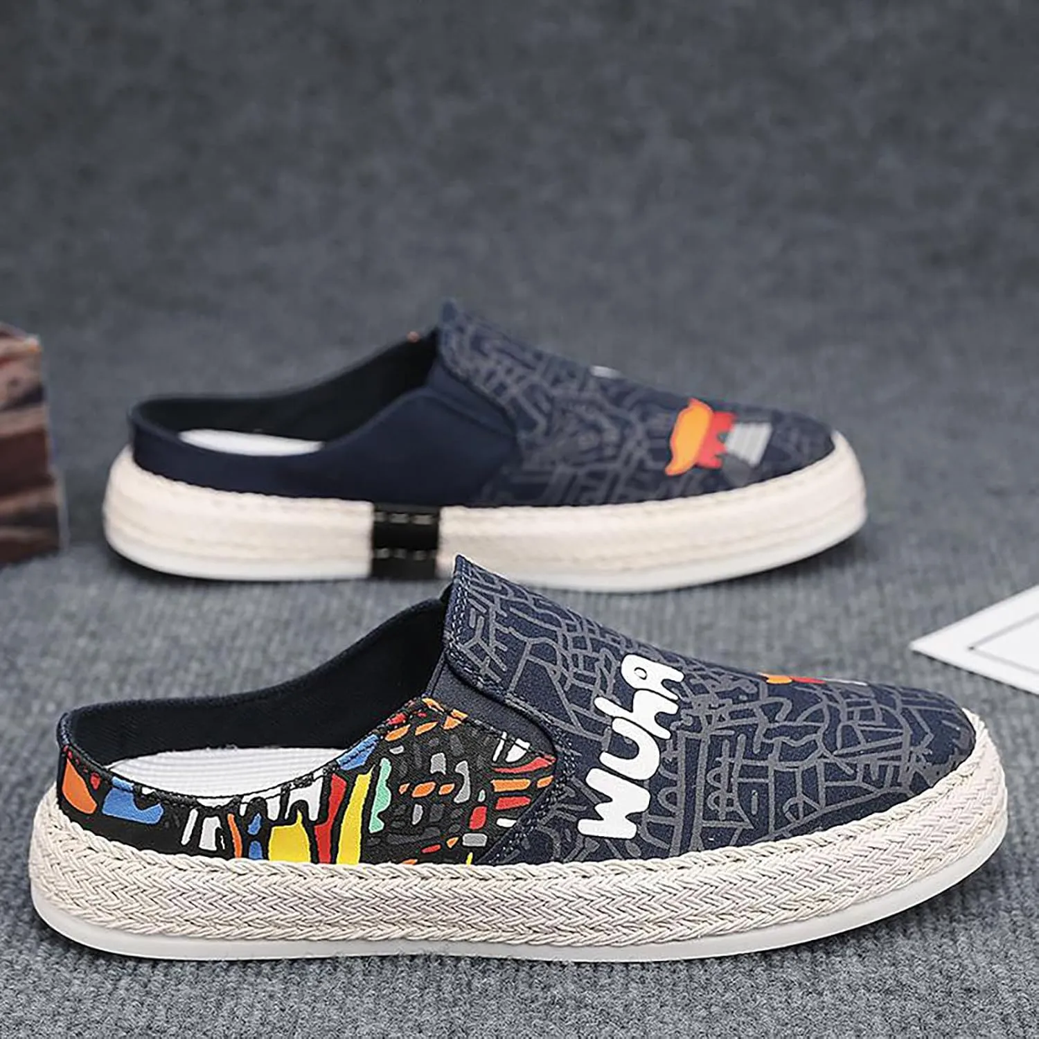 Sneakers Business Breathable 2023 Foreign Trade Men's Heel Less Half Slippers Flat Bottom Fisherman's Shoes Lightweight