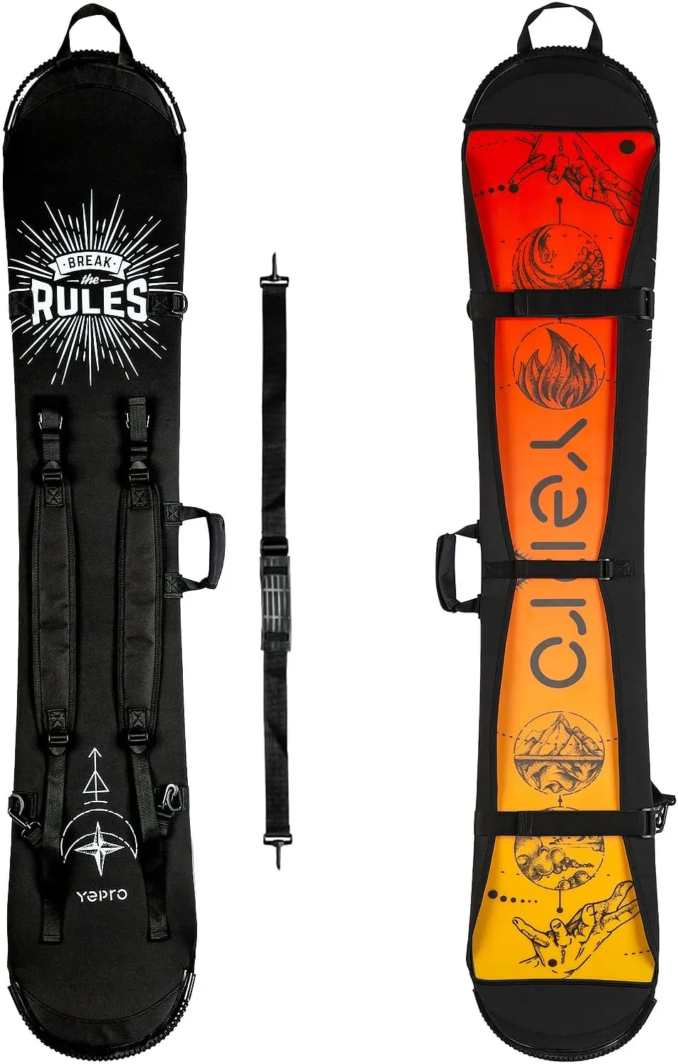 Snowboard Cover Sleeve Case, Adjustable Soft Cover with Shoulder Strap, Binding Open