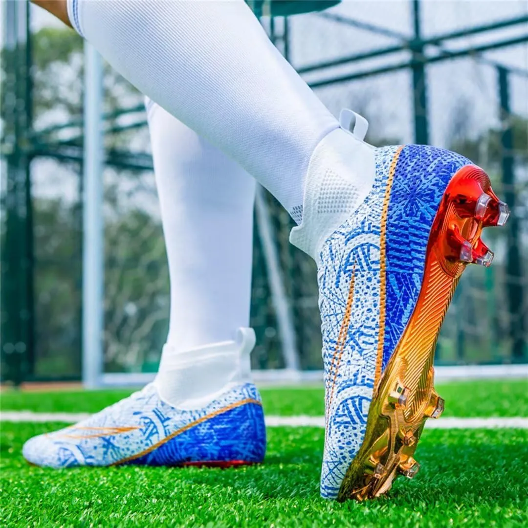 Soccer Cleats for Mens Womens Youth FG Football Boots Outdoor Comfortable Breathable Training Sneaker Shoes High Top
